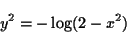 \begin{displaymath}
y^2 = - \log( 2 - x^2)
\end{displaymath}