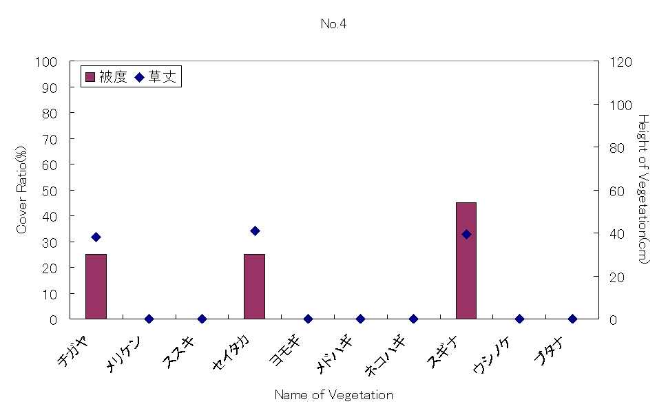 Coverage and vegetation's height at No.4
