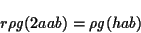 \begin{displaymath}r \rho g (2a a b) = \rho g (h a b ) \end{displaymath}